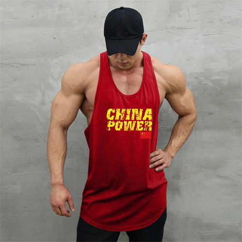 中国风CHINA POWER健美健身运动背心男 宽松网眼速干工字背训练服
