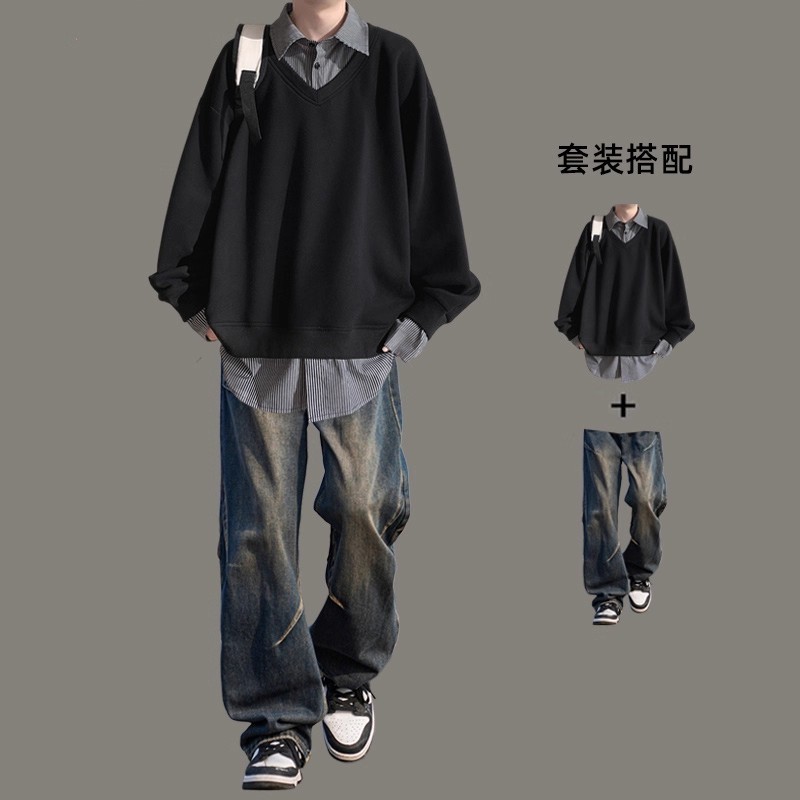 男一套搭配帅气学生潮流工装套装