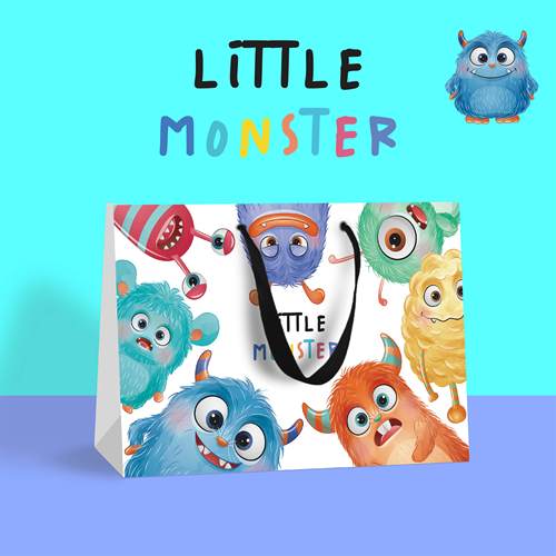 可爱卡通礼品袋中号加厚纸袋搞怪生日派对礼物手提袋活动包装