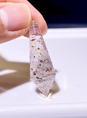 天然水晶 金草莓超七毒液彼岸花灵摆吊坠 水晶挂件 项链 一物一图