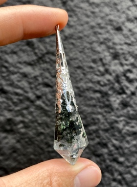 天然水晶吊坠 红兔毛灵摆吊坠套链 水晶挂件 毛衣链项链 一物一图