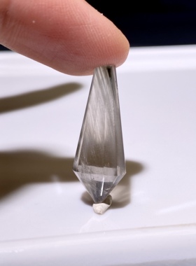天然水晶吊坠 蓝兔毛灵摆吊坠套链 水晶挂件 毛衣链项链 一物一图