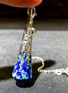 天然水晶 凤凰石 硅孔雀石灵摆吊坠 水晶挂件毛衣链项链 一物一图
