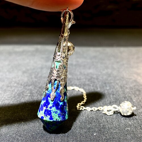 天然水晶 凤凰石 硅孔雀石灵摆吊坠 水晶挂件毛衣链项链 一物一图