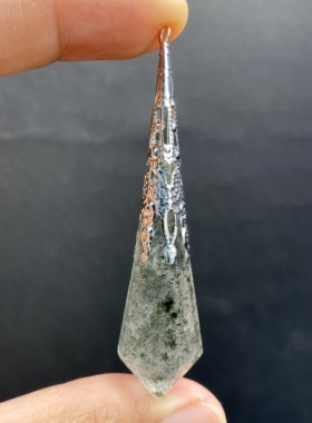 天然水晶 千层红绿幽灵灵摆吊坠套链 水晶挂件 毛衣链 一物一图