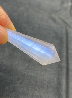 天然水晶 斯里兰卡玻璃体月光石灵摆吊坠套链 水晶挂件毛衣链项链