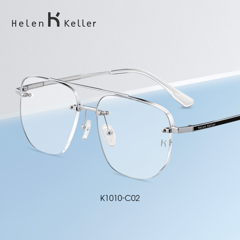海伦凯勒新款不规则近视眼镜可配度数洒脱不羁透颜眼镜框K1010