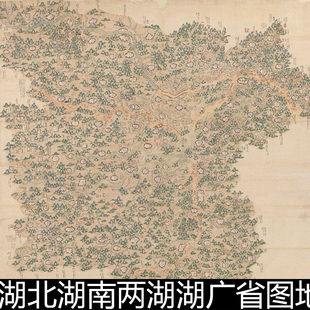 EOS清代彩绘湖北湖南两湖广省地区州县江河湖泊陆路交通图文素材
