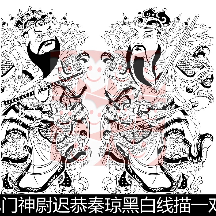 门神线描画高清图片