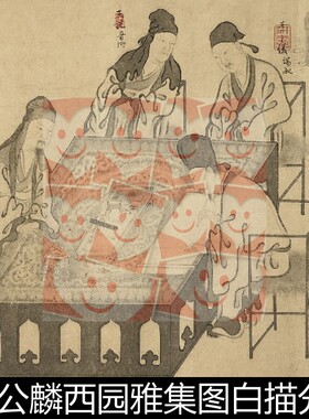 UKM宋代李公麟西园雅集图白描分辨率72高清素材资料参考1 125MB