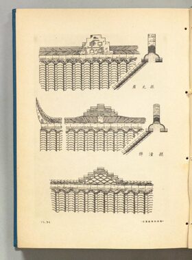 中国18世纪古代建筑遗迹实景黑白照片与测绘图样设计素材资料
