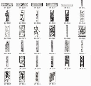 中国古代两汉石室墓道墙壁砖瓦石画像黑白矢量素材资料参考精选