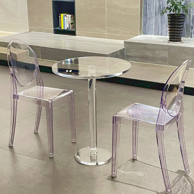 现代简约亚克力圆桌家用悬浮创意沙发边几小茶几洽谈桌休闲圆桌