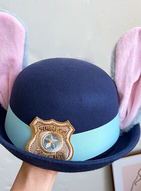 卡通朱迪警官疯狂动物城cosplay造型帽子可爱拍照凹造型圆顶礼帽