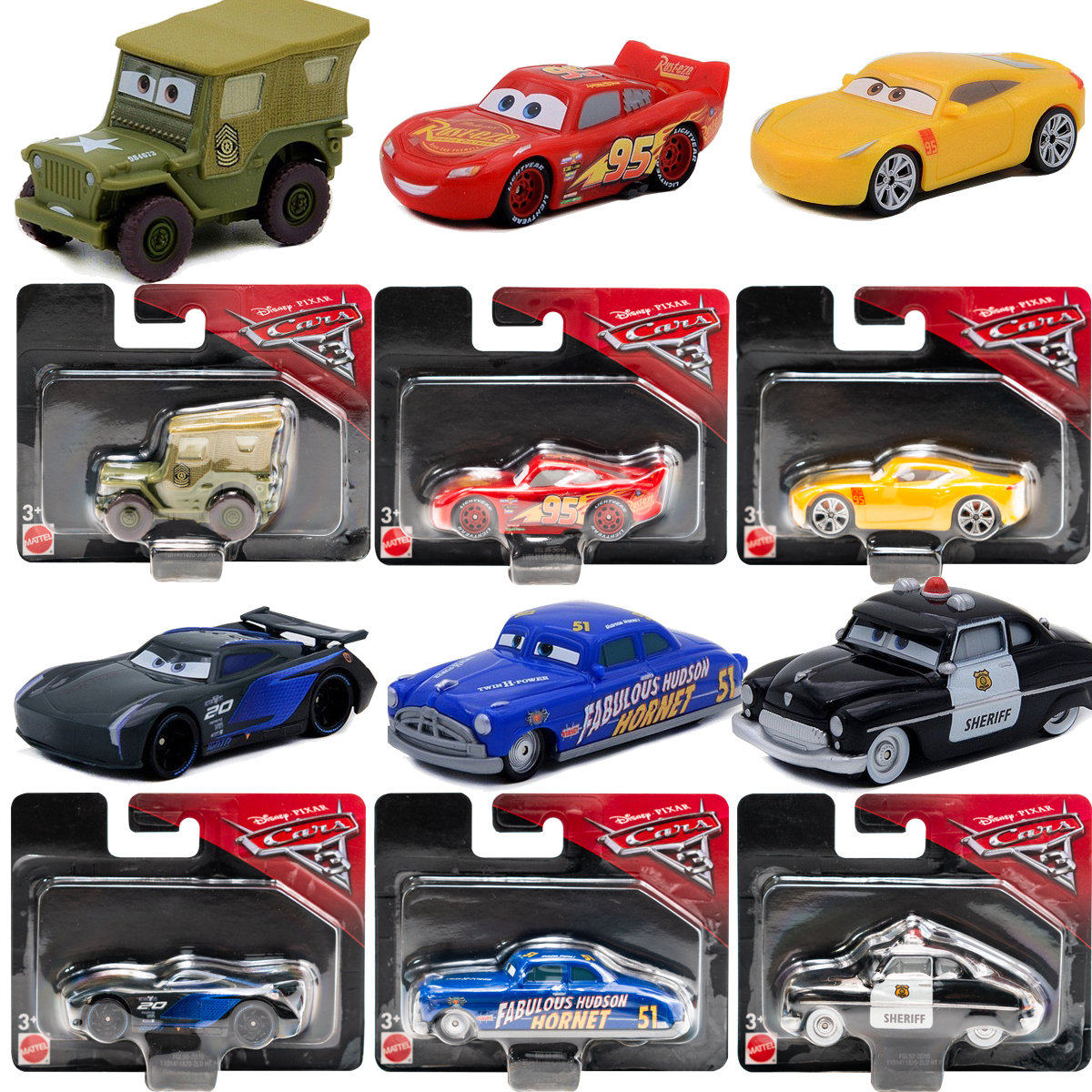 美泰汽车总动员3极速挑战小车闪电麦昆黑风暴杰克逊酷姐儿童玩具