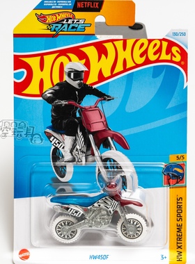 130号 HW450F 摩托 红蓝白色美泰风火轮合金小跑车