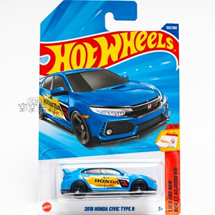 123号 2018 HONDA CIVIC TYPE R 本田思域 蓝色 风火轮合金小跑车
