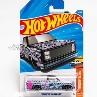42号 ';83 CHEVY SILVERADO 雪佛兰 黑寡妇印花 风火轮合金小跑车