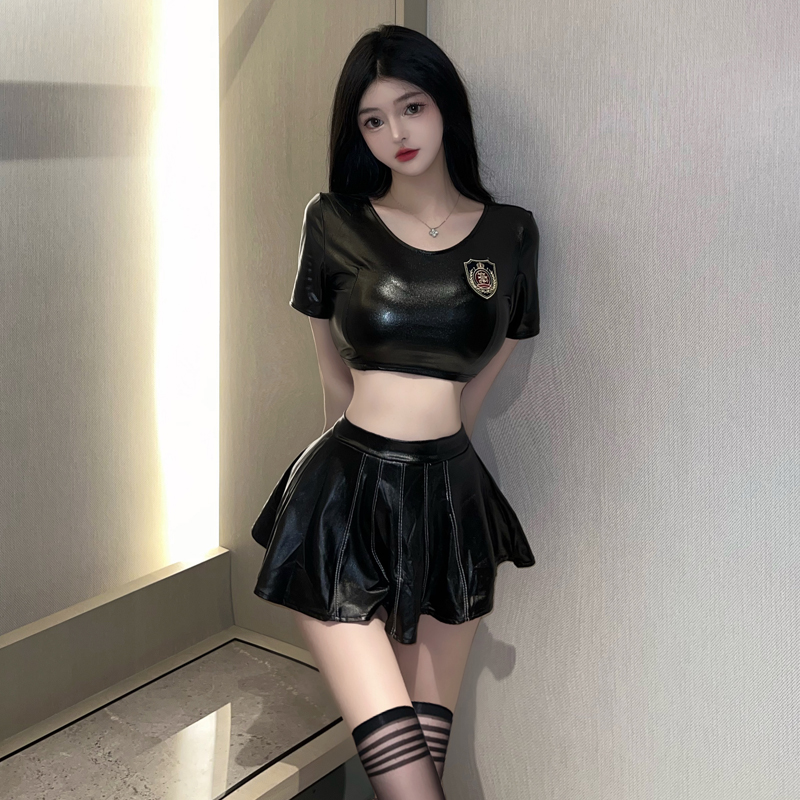 情趣睡衣COS舞台表演制服套装短袖T恤百褶裙足球宝贝拉拉队服裙装