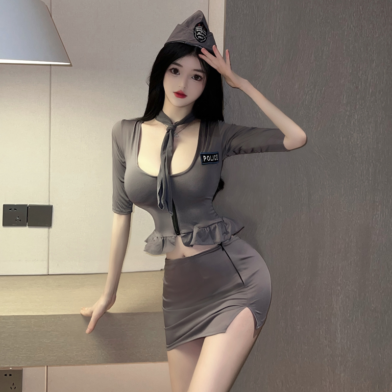 情趣睡衣COS空姐女警制服诱惑套装短上衣+包臀短裙KTV酒吧工作服