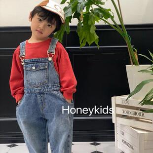 儿童牛仔背带裤子秋装2026新款中小童春季连体牛仔长裤男女孩韩系