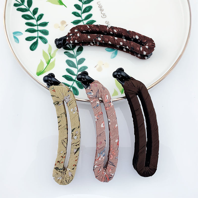 韩版手工布艺碎发香蕉夹 竖夹发夹发卡发饰品 精致马尾夹镂空款