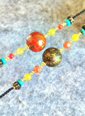 新中式项链女款15mm大漆珠本命年转运珠挂件锁骨链饰品新款