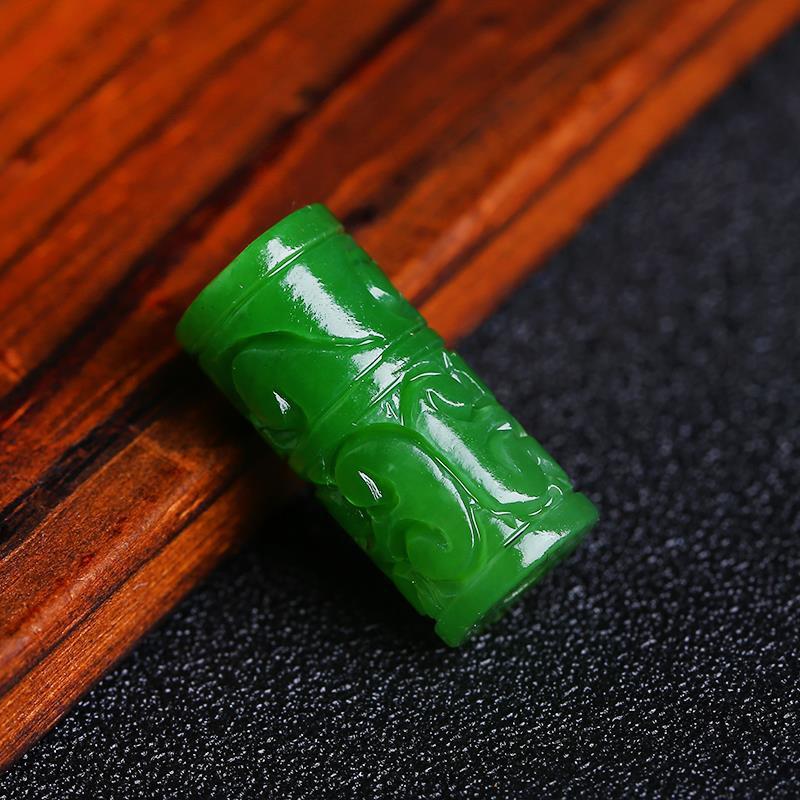 俄罗斯和田碧玉桶珠吊坠碧玉路路通文玩小配件手链项链