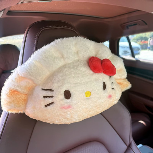 可爱卡通猫咪饺子煎包汽车头枕
