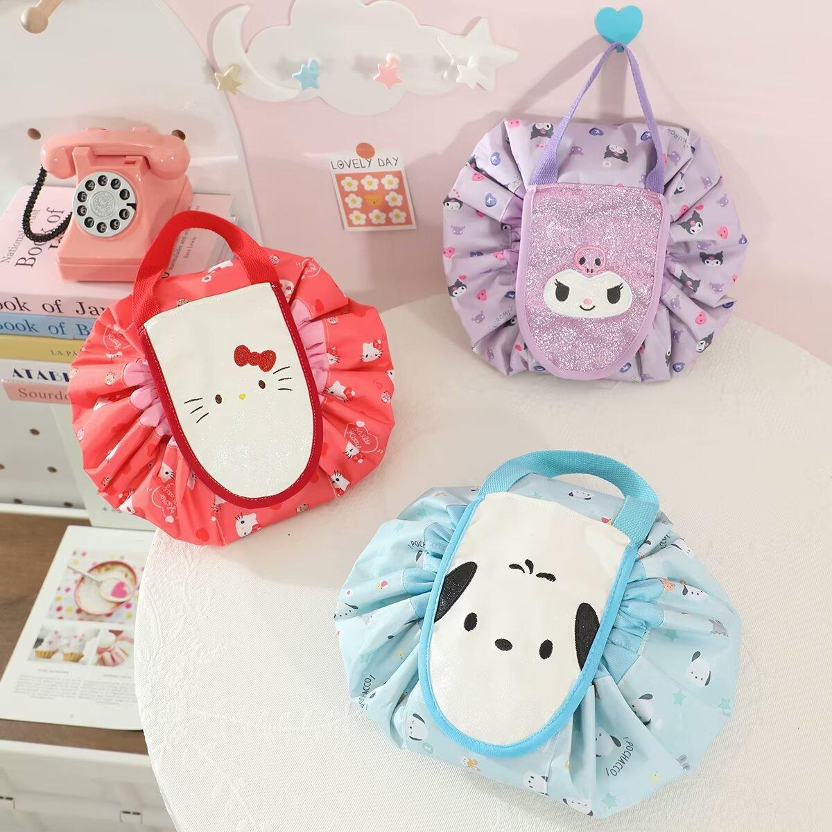 可爱卡通懒人大容量化妆包便携护肤收纳袋旅行便携抽绳束口洗漱包