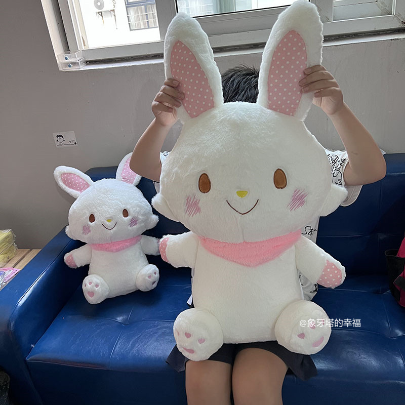 日系敲可爱兔兔玩偶少女心小兔腮红兔围巾兔毛绒公仔女礼物