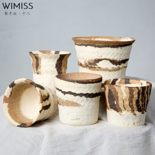 53【白纹】WIMISS手工手捏系列中小粗陶百搭花盆