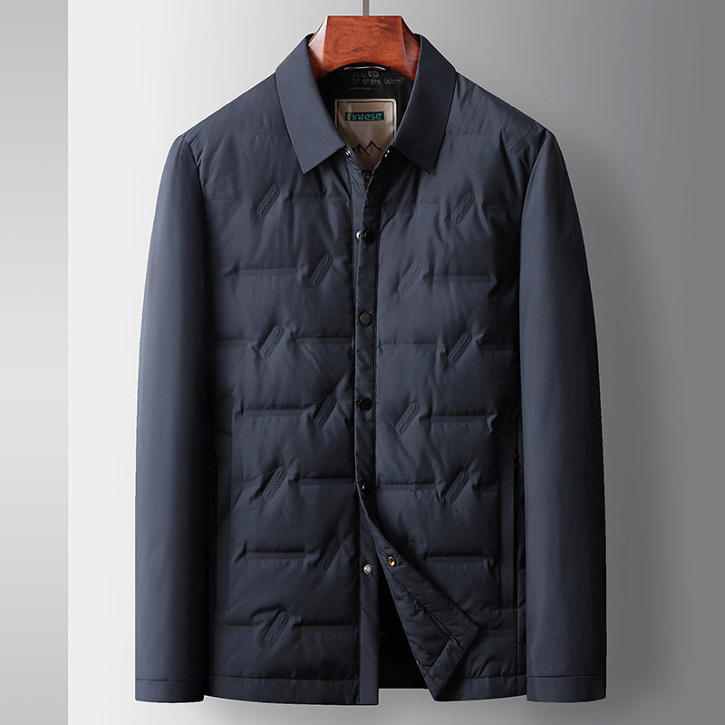 型男轻奢港风男式羽绒服秋冬90白鸭绒中青年轻薄衬衣版商务休闲