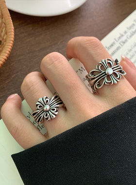 岚芷 925纯银戒指个性朋克夸张设计感饰品嘻哈开口戒指不掉色小众