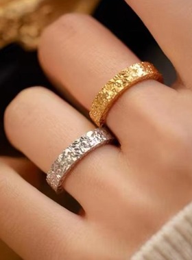 2025新款碎碎冰戒指女ins轻奢高级感小众设计高级感镀24K指环首饰
