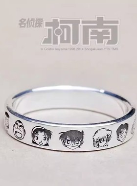 名侦探柯南卡通戒指男女小众简约设计开口指环个性动漫头像食指戒