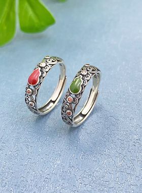 复古招财福禄平安葫芦戒指男女祥云纹国潮民族风文艺创意开口指环