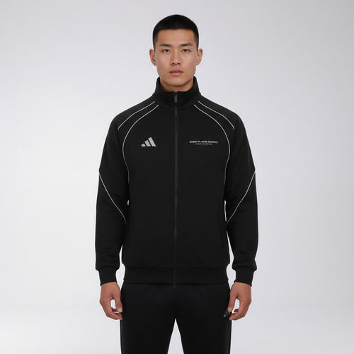 Adidas阿迪达斯春季男士黑色立领拉链运动夹克休闲修身外套IB6980