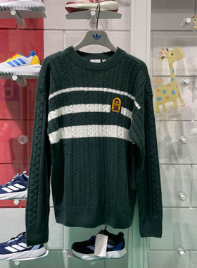 阿迪达斯三叶草男女同款2024冬新款复古学院风运动针织毛衣JC6849