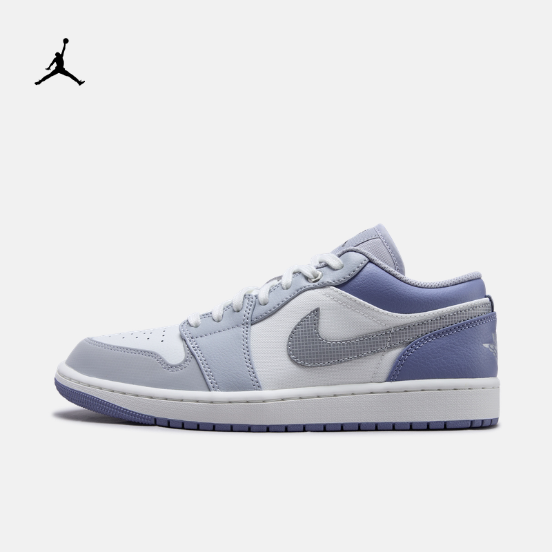 耐克2026秋款男鞋JORDAN AJ1灰蓝帆布拼接复古低帮板鞋IX5003-101