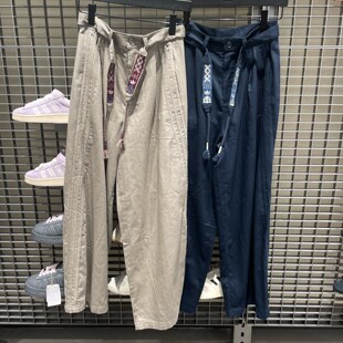 运动裤 Adidas阿迪达斯三叶草男裤 春新款 刺绣阔腿裤 KW5668 休闲长裤