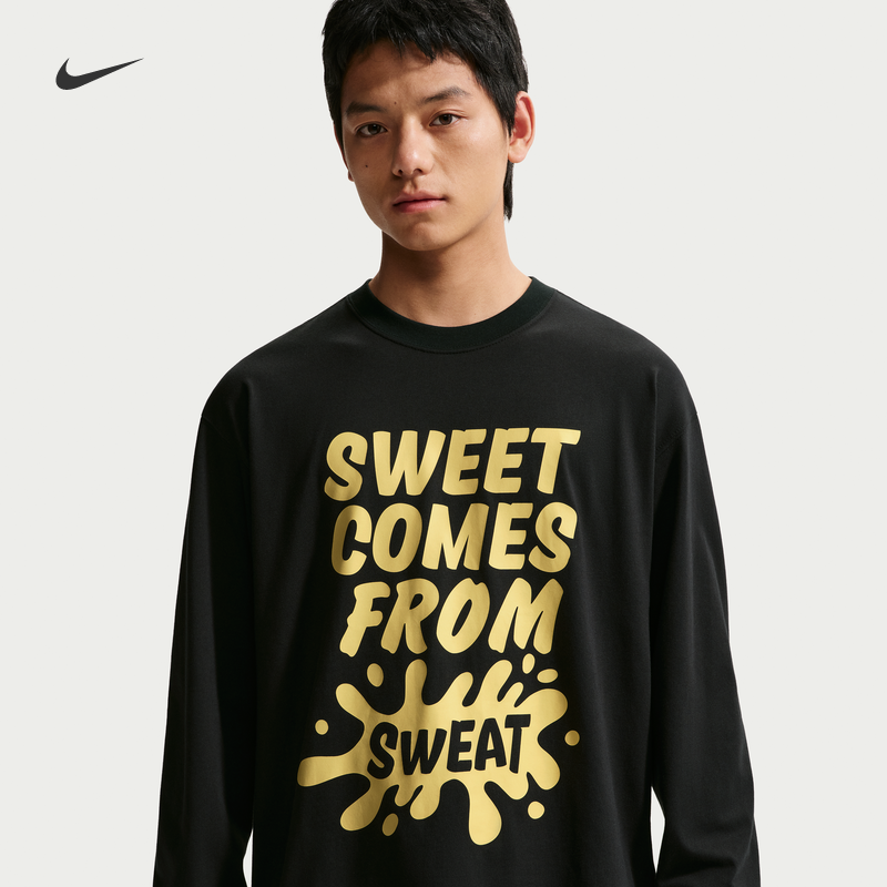 NIKE耐克2026秋季男休闲舒适运动棉质篮球训练长袖T恤 JF3282-010