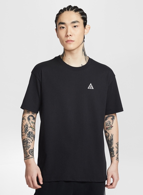 Nike耐克春季男子黑色短袖运动T恤宽松休闲落肩袖上衣IH1289-010