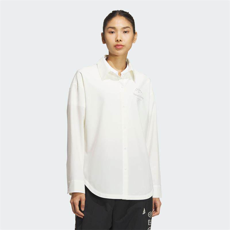 Adidas阿迪达斯女子2024秋季新款凉感防晒休闲长袖翻领衬衫JN7779