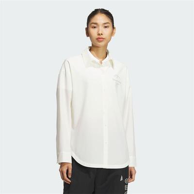 Adidas阿迪达斯女子2024秋季新款凉感防晒休闲长袖翻领衬衫JN7779