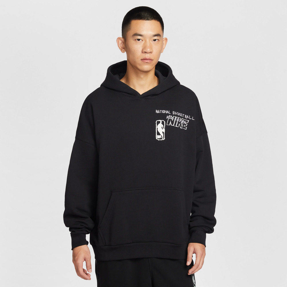 Nike耐克春季连帽卫衣男宽松休闲字母印花套头帽衫黑色HV9300-010
