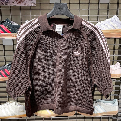 Adidas阿迪达斯三叶草女子CROCHET POLO 运动休闲短袖T恤 KE0198