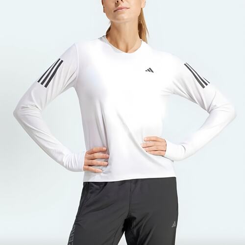 Adidas/阿迪达斯秋季女士条纹运动经典透气休闲圆领长袖T恤IK7437