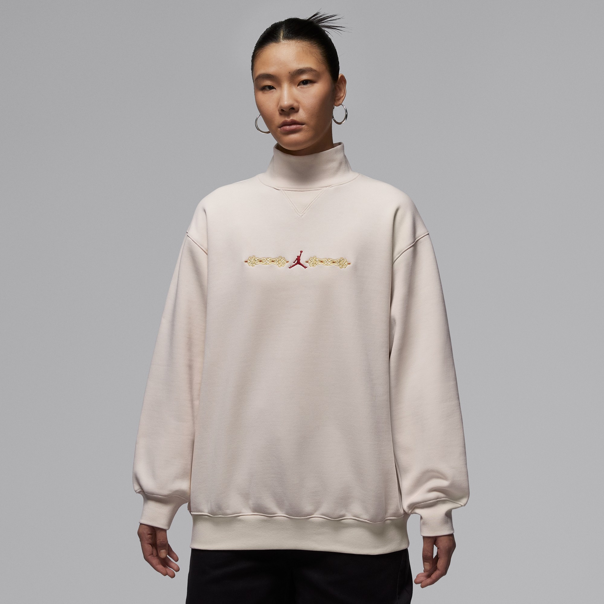 Nike/耐克春季JORDAN女士休闲立领套头刺绣运动卫衣IQ3965-102
