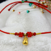 手工编织宝宝颈圈项链绳红绳diy材料包翡翠挂绳送教程 惬意